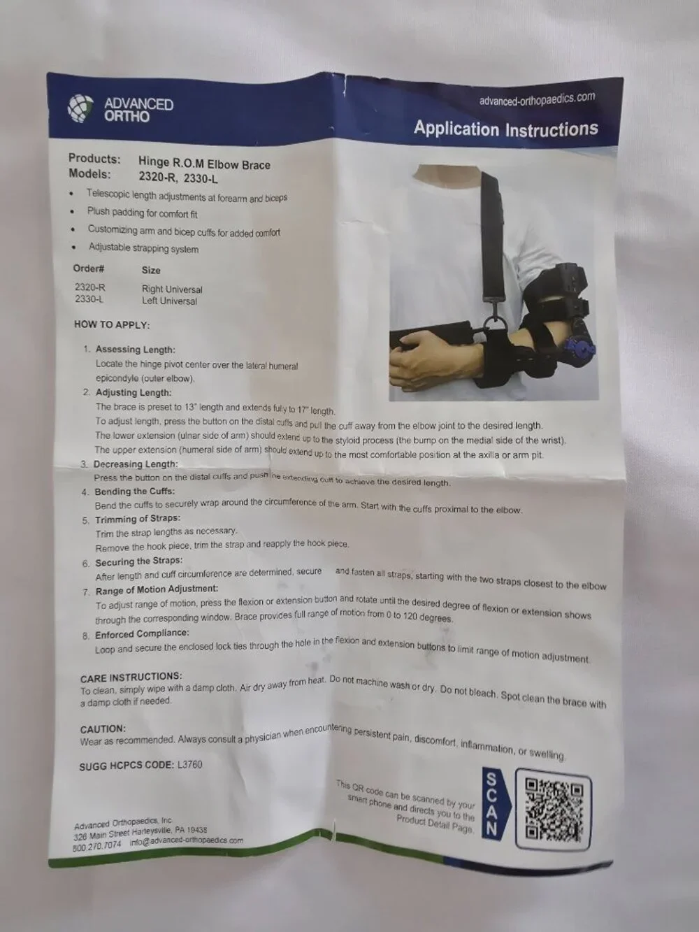 Advanced Ortho Hinge R.O.M. Post-Op Elbow Brace One Size Fits Most - Right Elbow - Picture 7 of 8
